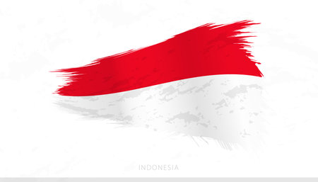 Indonesia National Flag with Textured Brush Strokes. Artistic Brush Stroke Design.のイラスト素材