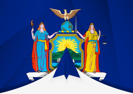 New York Flag with Abstract Paper Airplane Design, National Flag in a geometric folded paper style. Vector illustration.のイラスト素材