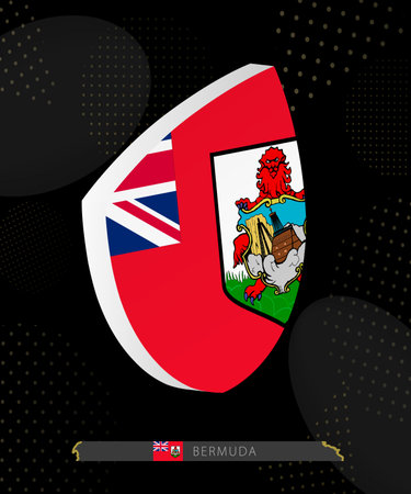 Bermuda Flag Shield icon in 3D on Dark Modern Abstract Rugby Background. Perfect for sports events, heritage themes, national celebrations, and patriotic designs.のイラスト素材