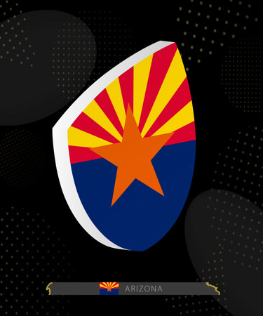 Arizona Flag Shield icon in 3D on Dark Modern Abstract Rugby Background. Perfect for sports events, heritage themes, national celebrations, and patriotic designs.のイラスト素材