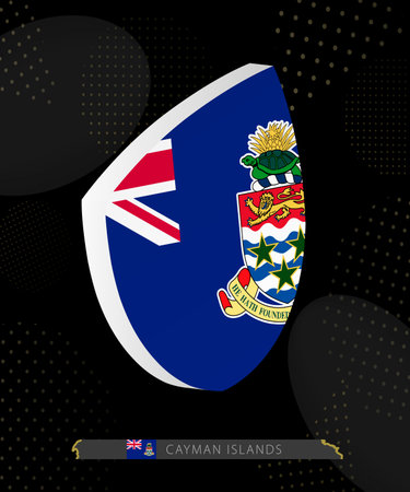 Cayman Islands Flag Shield icon in 3D on Dark Modern Abstract Rugby Background. Perfect for sports events, heritage themes, national celebrations, and patriotic designs.のイラスト素材