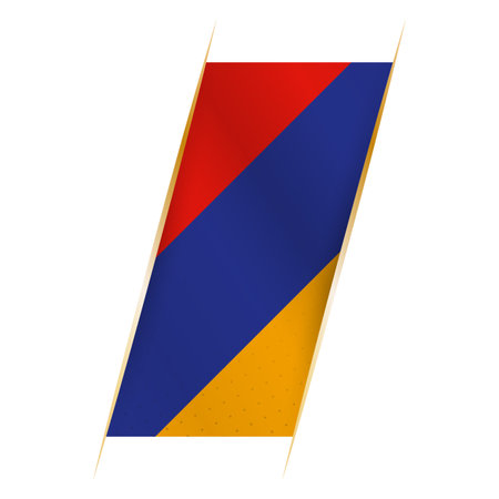 Armenia flag in the form of a banner with waving effect and shadow. Modern vector design.のイラスト素材