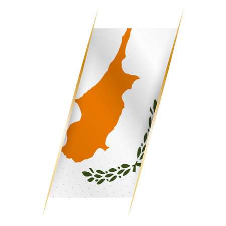 Cyprus flag in the form of a banner with waving effect and shadow. Modern vector design.のイラスト素材