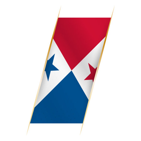 Panama flag in the form of a banner with waving effect and shadow. Modern vector design.のイラスト素材