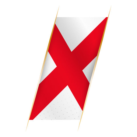 England flag in the form of a banner with waving effect and shadow. Modern vector design.のイラスト素材