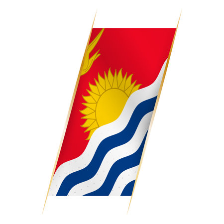 Kiribati flag in the form of a banner with waving effect and shadow. Modern vector design.のイラスト素材