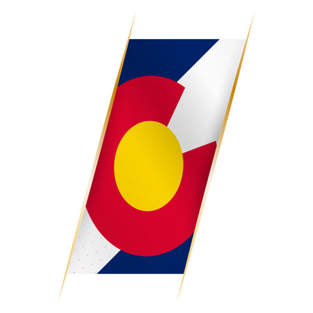 Colorado flag in the form of a banner with waving effect and shadow. Modern vector design.のイラスト素材