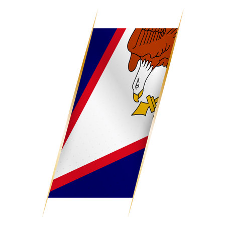 American Samoa flag in the form of a banner with waving effect and shadow. Modern vector design.のイラスト素材