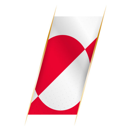 Greenland flag in the form of a banner with waving effect and shadow. Modern vector design.のイラスト素材