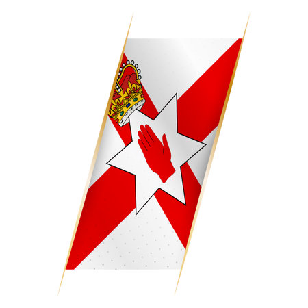 Northern Ireland flag in the form of a banner with waving effect and shadow. Modern vector design.のイラスト素材
