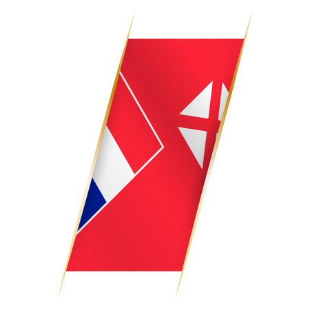 Wallis and Futuna flag in the form of a banner with waving effect and shadow. Modern vector design.のイラスト素材