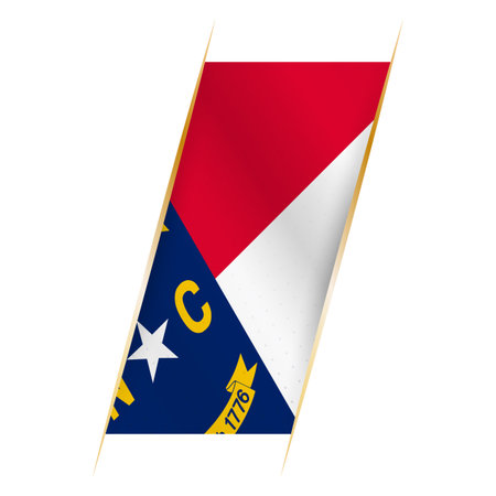 North Carolina flag in the form of a banner with waving effect and shadow. Modern vector design.のイラスト素材