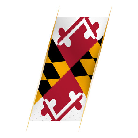 Maryland flag in the form of a banner with waving effect and shadow. Modern vector design.のイラスト素材