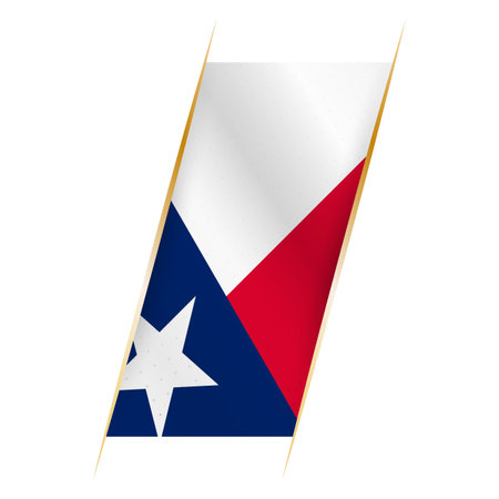 Texas flag in the form of a banner with waving effect and shadow. Modern vector design.のイラスト素材