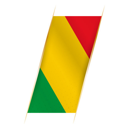 Mali flag in the form of a banner with waving effect and shadow. Modern vector design.のイラスト素材