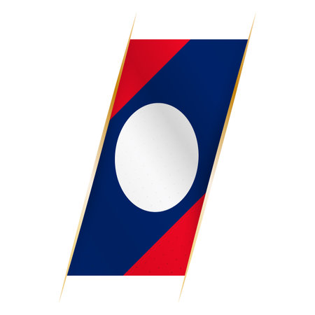 Laos flag in the form of a banner with waving effect and shadow. Modern vector design.のイラスト素材