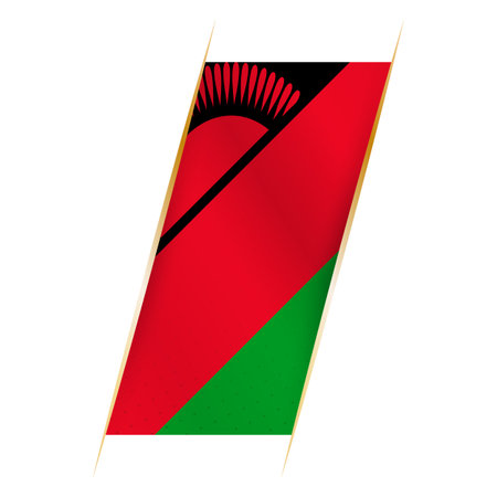 Malawi flag in the form of a banner with waving effect and shadow. Modern vector design.のイラスト素材