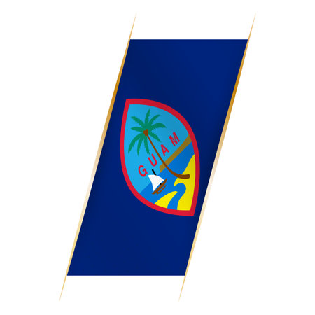 Guam flag in the form of a banner with waving effect and shadow. Modern vector design.のイラスト素材