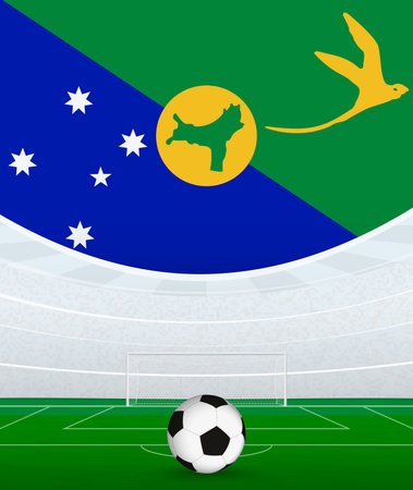 Christmas Island National Football Theme, Stadium and Soccer Ball. Soccer Match Concept in Christmas Island. Ideal for use in sports event promotions, football themed designs, and tournament advertisements.のイラスト素材