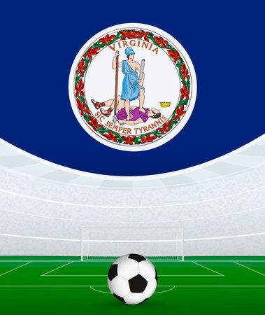 Virginia National Football Theme, Stadium and Soccer Ball. Soccer Match Concept in Virginia. Ideal for use in sports event promotions, football themed designs, and tournament advertisements.のイラスト素材