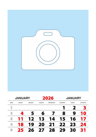 January 2026 calendar planner A3 size with place for your photo. Vector planner.のイラスト素材