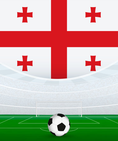 Georgia National Football Theme, Stadium and Soccer Ball. Soccer Match Concept in Georgia. Ideal for use in sports event promotions, football themed designs, and tournament advertisements.のイラスト素材