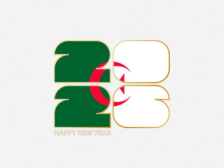 Abstract numbers 2026 with flag of Algeria. Vector illustration.のイラスト素材