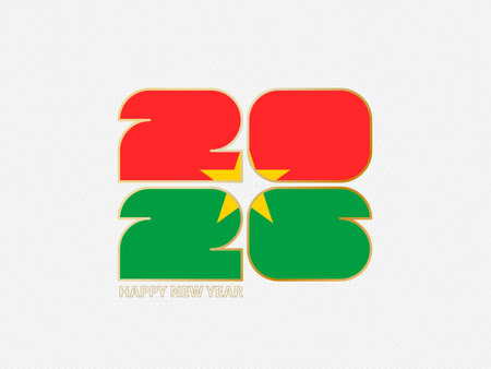 Abstract numbers 2026 with flag of Burkina Faso. Vector illustration.のイラスト素材