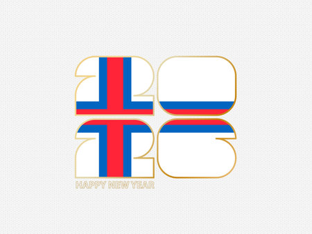 Abstract numbers 2026 with flag of Faroe Islands. Vector illustration.のイラスト素材