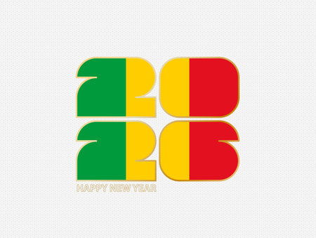 Abstract numbers 2026 with flag of Mali. Vector illustration.のイラスト素材