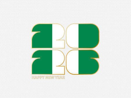 Abstract numbers 2026 with flag of Nigeria. Vector illustration.のイラスト素材