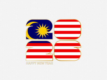 Abstract numbers 2026 with flag of Malaysia. Vector illustration.