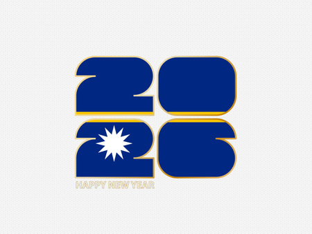 Abstract numbers 2026 with flag of Nauru. Vector illustration.のイラスト素材