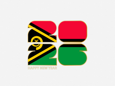 Abstract numbers 2026 with flag of Vanuatu. Vector illustration.のイラスト素材