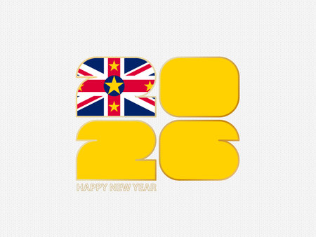 Abstract numbers 2026 with flag of Niue. Vector illustration.のイラスト素材