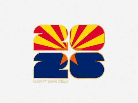 Abstract numbers 2026 with flag of Arizona. Vector illustration.