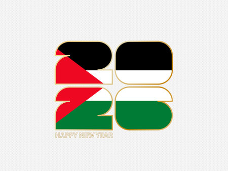 Abstract numbers 2026 with flag of Palestine. Vector illustration.のイラスト素材