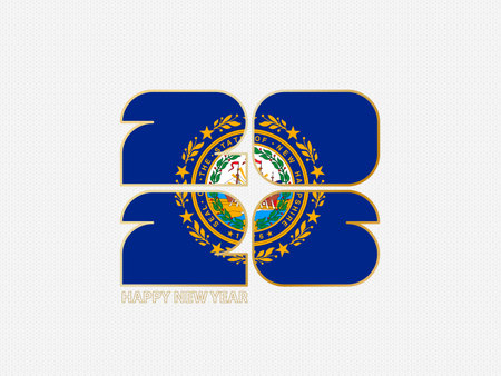 Abstract numbers 2026 with flag of New Hampshire. Vector illustration.のイラスト素材