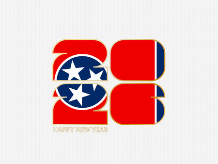 Abstract numbers 2026 with flag of Tennessee. Vector illustration.のイラスト素材