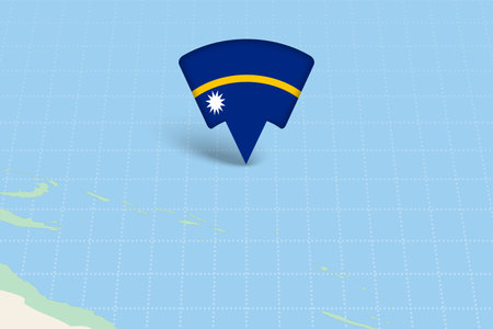 Nauru Location Highlighted on Oceania Map with Flag Icon. Detailed Vector Design.のイラスト素材