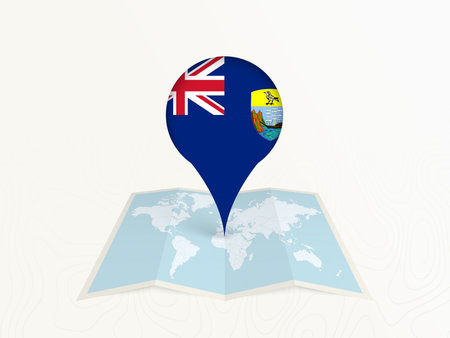 Saint Helena Map Pin with National Flag on Open World Map. Perfect for use in travel guides, geography content, global positioning concepts, and international business themes.のイラスト素材