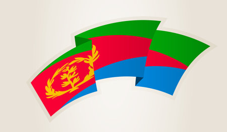 Eritrea Flag in Abstract Ribbon Shape, National Symbol of the Eritrea. This vector is ideal for use in national events, Independence Day, international sports competitions.のイラスト素材