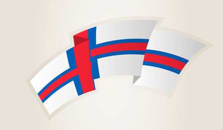 Faroe Islands Flag in Abstract Ribbon Shape, National Symbol of the Faroe Islands. This vector is ideal for use in national events, Independence Day, international sports competitions.のイラスト素材