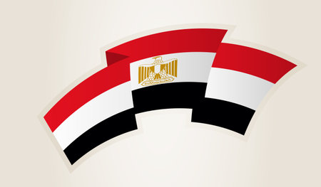 Egypt Flag in Abstract Ribbon Shape, National Symbol of the Egypt. This vector is ideal for use in national events, Independence Day, international sports competitions.のイラスト素材