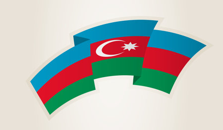 Azerbaijan Flag in Abstract Ribbon Shape, National Symbol of the Azerbaijan. This vector is ideal for use in national events, Independence Day, international sports competitions.のイラスト素材
