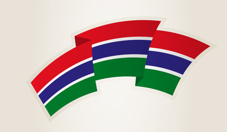 Gambia Flag in Abstract Ribbon Shape, National Symbol of the Gambia. This vector is ideal for use in national events, Independence Day, international sports competitions.のイラスト素材