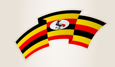 Uganda Flag in Abstract Ribbon Shape, National Symbol of the Uganda. This vector is ideal for use in national events, Independence Day, international sports competitions.のイラスト素材