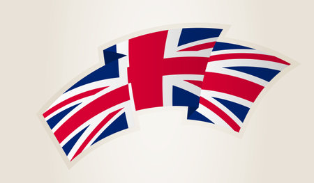 United Kingdom Flag in Abstract Ribbon Shape, National Symbol of the United Kingdom. This vector is ideal for use in national events, Independence Day, international sports competitions.のイラスト素材