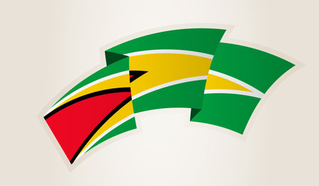 Guyana Flag in Abstract Ribbon Shape, National Symbol of the Guyana. This vector is ideal for use in national events, Independence Day, international sports competitions.のイラスト素材