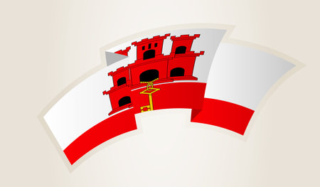 Gibraltar Flag in Abstract Ribbon Shape, National Symbol of the Gibraltar. This vector is ideal for use in national events, Independence Day, international sports competitions.のイラスト素材